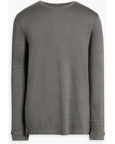 120% Lino Linen And Cotton-blend Jersey T-shirt - Gray