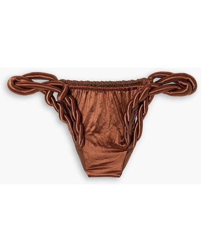 Isa Boulder Tight Rope Twisted Stretch-satin Low-rise Bikini Briefs - Brown