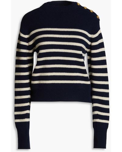 Rag & Bone Nancy Striped Ribbed Wool-blend Sweater - Blue