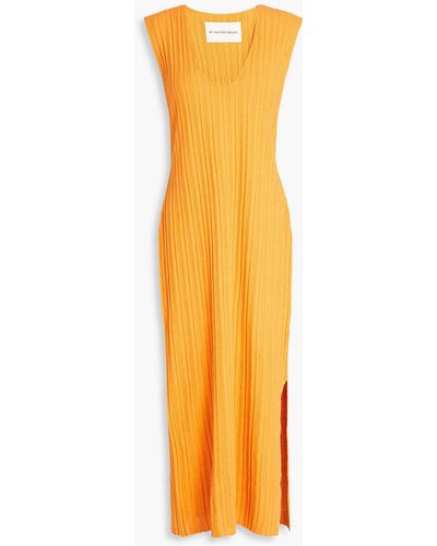 By Malene Birger Isole Ribbed-knit Midi Dress - Orange