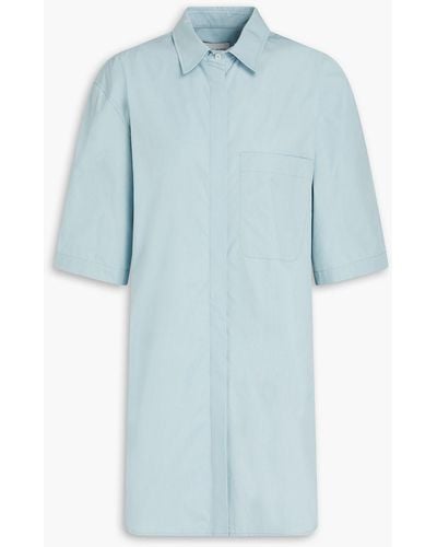 Loulou Studio Evora Cotton Mini Shirt Dress - Blue
