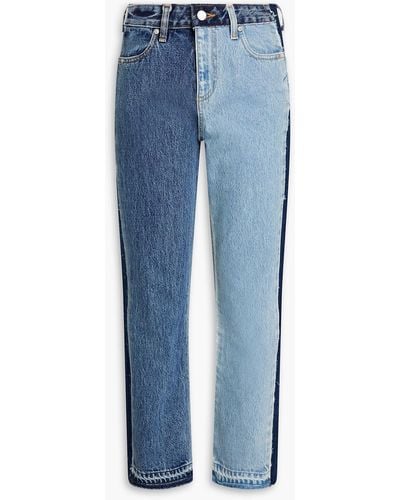 RED Valentino Frayed Patchwork-effect High-rise Straight-leg Jeans - Blue