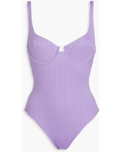 Melissa Odabash Sanremo Ribbed Cutout Swimsuit - Purple