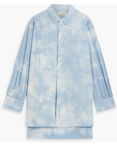 Nili Lotan Ambroise Tie-dyed Crinkled Cotton Tunic - Blue