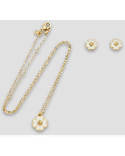 Kate Spade Gold-tone Resin Earrings And Necklace Set - White