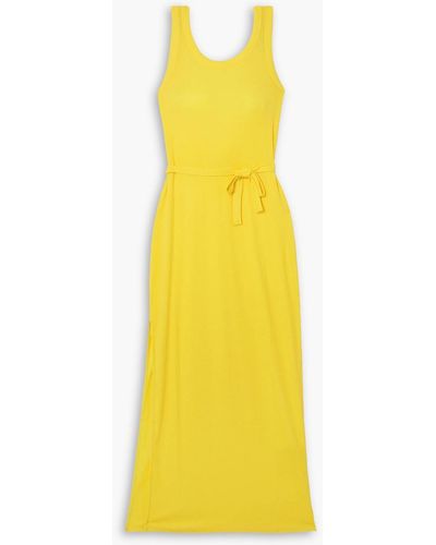 NINETY PERCENT Twren Belted Ribbed Stretch-tm Jersey Maxi Dress - Yellow