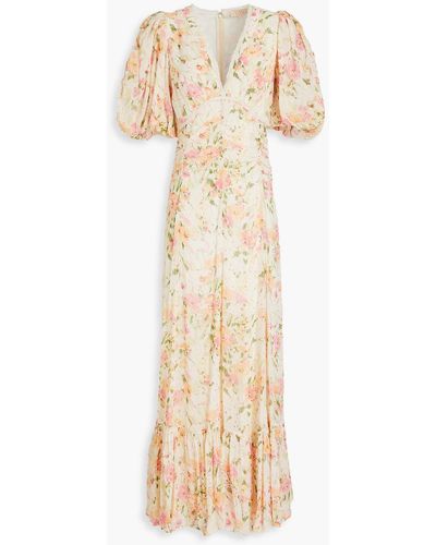 byTiMo Crochet-trimmed Floral-print Crepe Maxi Dress - Natural