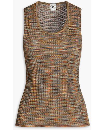 M Missoni Marled Crochet-knit Cotton And Wool-blend Top - Brown