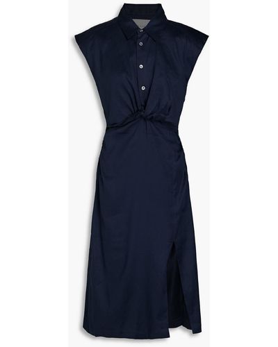 FRAME Twisted Woven Shirt Dress - Blue