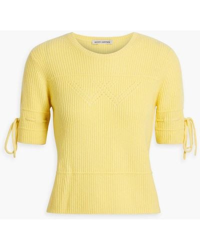 Autumn Cashmere Pointelle-knit Cashmere Jumper - Yellow