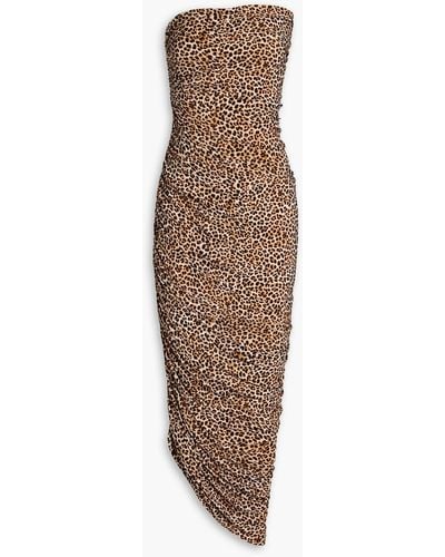 Norma Kamali Diana Strapless Leopard-print Stretch-jersey Maxi Dress - Brown