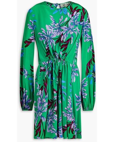 Diane von Furstenberg Sydney Floral-print Crepe Mini Dress - Green