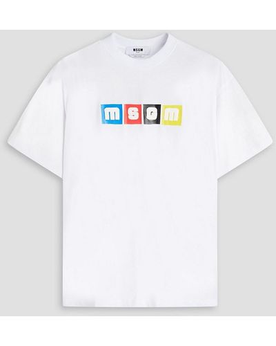 MSGM Printed Cotton-jersey T-shirt - White