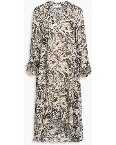 Diane von Furstenberg Ileana Asymmetric Printed Chiffon Dress - Natural