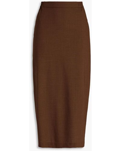 Eskandar Wool-blend Midi Skirt - Brown