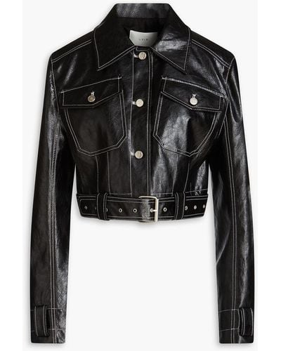 LVIR Cropped Faux Leather Jacket - Black