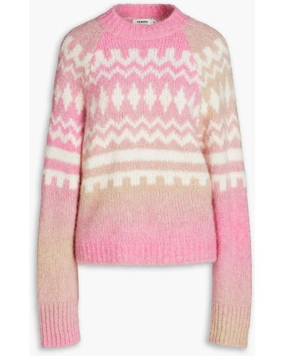 Sandro Bulle Brushed Fair Isle Alpaca-blend Sweater - Pink