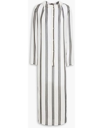 Gentry Portofino Striped Gauze Shirt Dress - White