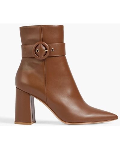 Gianvito Rossi Evelyn 85 Buckled Leather Ankle Boots - Brown