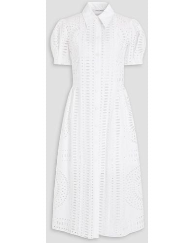 Cotton Midi Shirt Dress: White