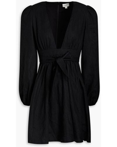 Cami NYC Meri Pleated Linen-gauze Mini Dress - Black