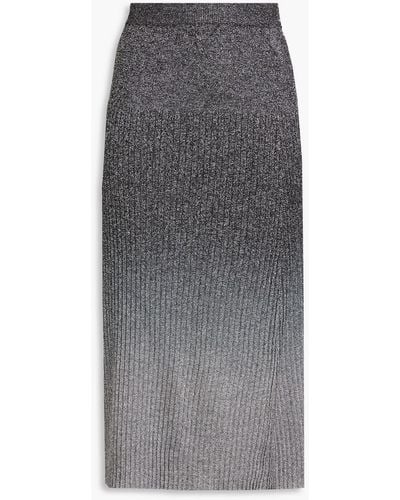JOSEPH Dégradé Metallic Ribbed-knit Midi Skirt - Grey