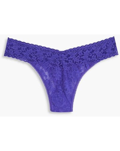 Hanky Panky Signature Stretch-lace Low-rise Thong - Purple