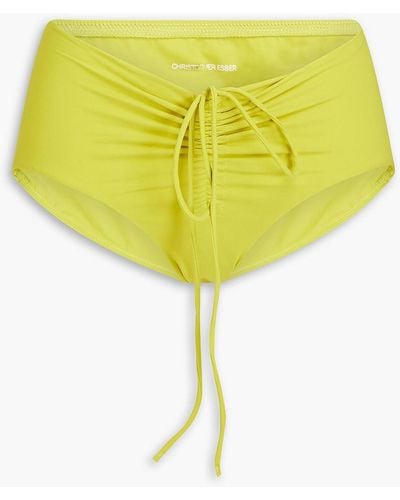 Christopher Esber Odessa Ruched High-rise Bikini Briefs - Yellow