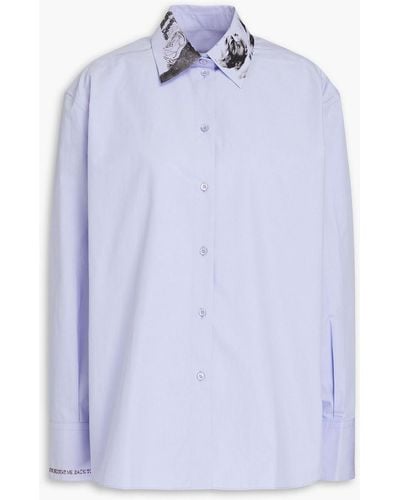 Valentino Garavani Floral-print Cotton-poplin Shirt - Blue