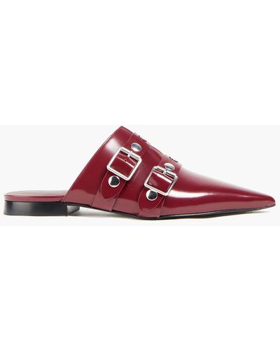 Victoria Beckham Punky Studded Patent-leather Slippers - Red