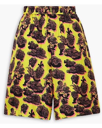 Stella McCartney Timothy Printed Silk-twill Shorts - Yellow