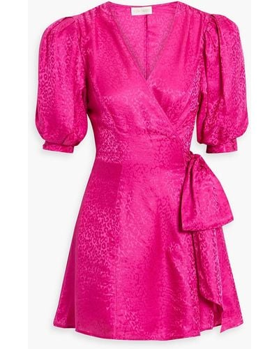 Ronny Kobo Anna mini-wickelkleid aus glänzendem jacquard - Pink