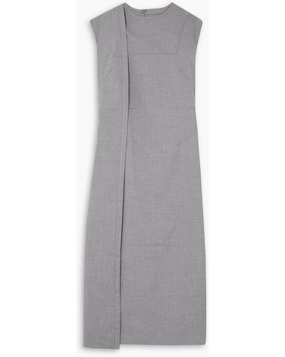 Situationist Panelled Wool-blend Midi Dress - Grey