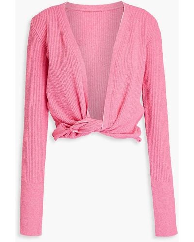 Jacquemus Noue Twist-front Bouclé-knit Cotton-blend Jumper - Pink