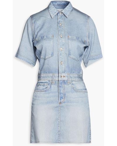 Rag & Bone Printed Tm Mini Shirt Dress - Blue