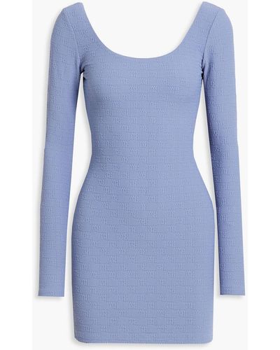 T By Alexander Wang Open-back Jacquard-knit Mini Dress - Blue