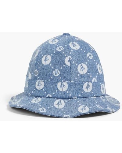 Maje Printed Denim Bucket Hat - Blue
