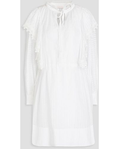 See By Chloé Ruffled Cotton-jacquard Mini Dress - White