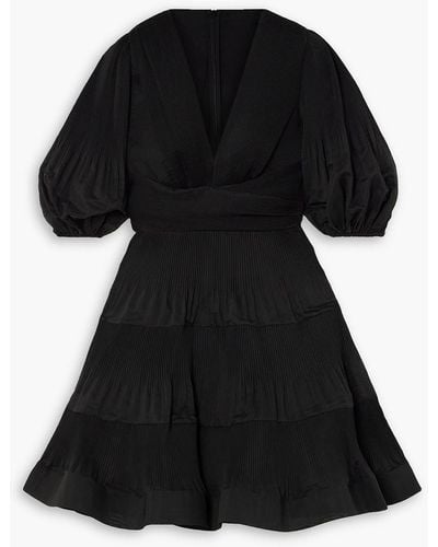 Zimmermann Ruffled Tiered Plisse-chiffon Mini Dress - Black