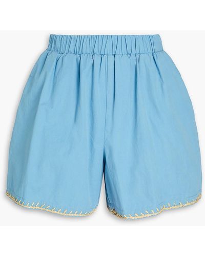 RED Valentino Whipstitched Cotton Shorts - Blue