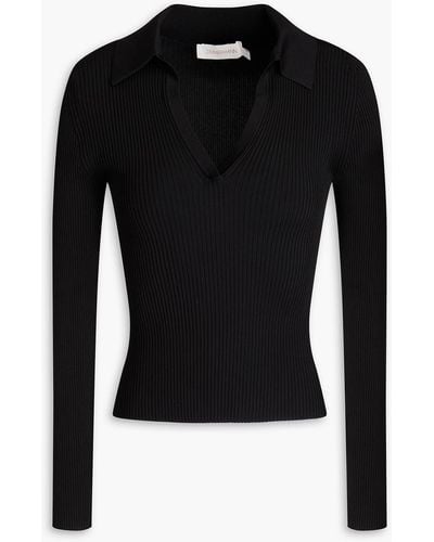 Zimmermann Ribbed Jersey Polo Shirt - Black