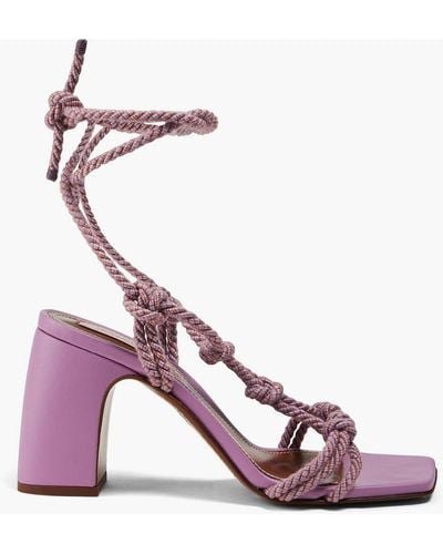 Zimmermann Knotted Leather And Cord Sandals - Pink