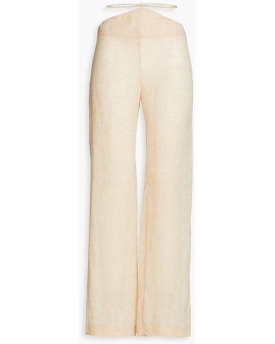 LeKasha Sidfa Cutout Linen-gauze Wide-leg Pants - White