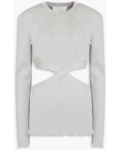 3.1 Phillip Lim Cutout Metallic Ribbed-knit Sweater - Grey