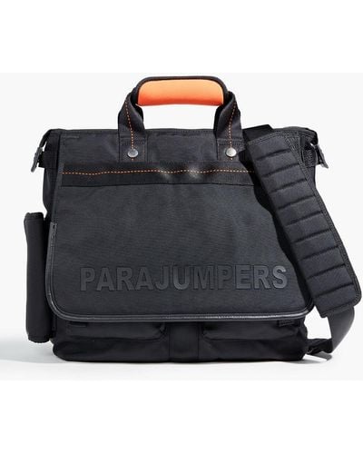 Parajumpers Logo-embossed Leather-trimmed Shell Messenger Bag - Black