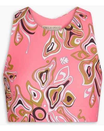 Emilio Pucci Cropped Printed Stretch-jersey Top - Pink