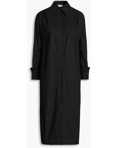By Malene Birger Tappasa Piqué-trimmed Cotton-poplin Midi Shirt Dress - Black