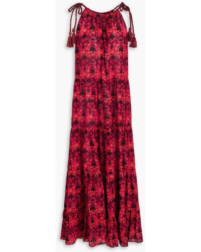 Ulla Johnson Ottavia Tie-dyed Cotton-blend Voile Midi Dress - Red