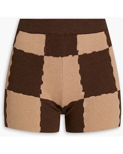 Jacquemus Gelato Checked Cotton-blend Shorts - Natural