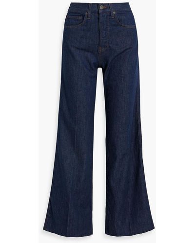 Veronica Beard Taylor Frayed High-rise Wide-leg Jeans - Blue